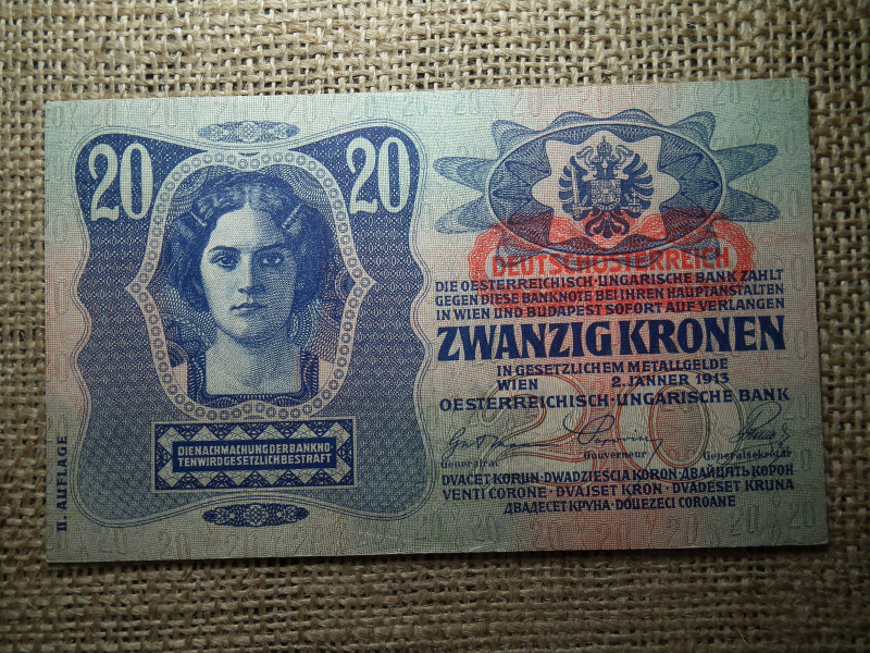 20 korona 1913 , DÖ , II. kiadás  UNC - aUNC 