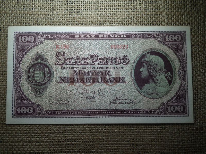 100 pengő 1945 unc - aunc 