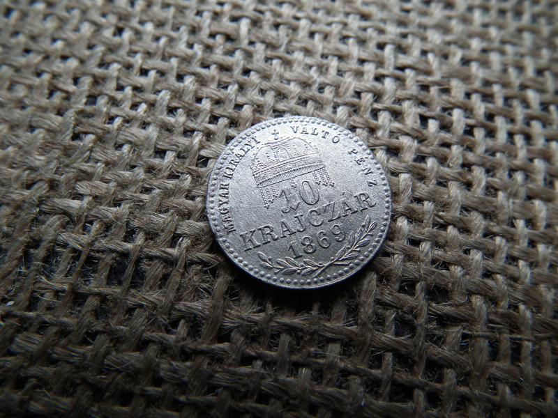 Ezüst 10 krajcár 1869 KB MKVP  , nagyon szép ! 