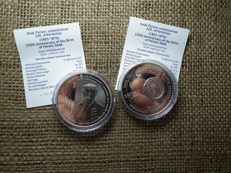 Deák Ferenc ezüst 15000 forint 2023 - certi, ! Ár/db , D