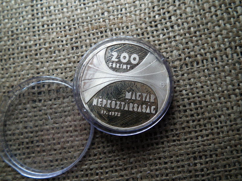 Ezüst 200 forint 1975 , Magyar Tudományos Akadémia , PP