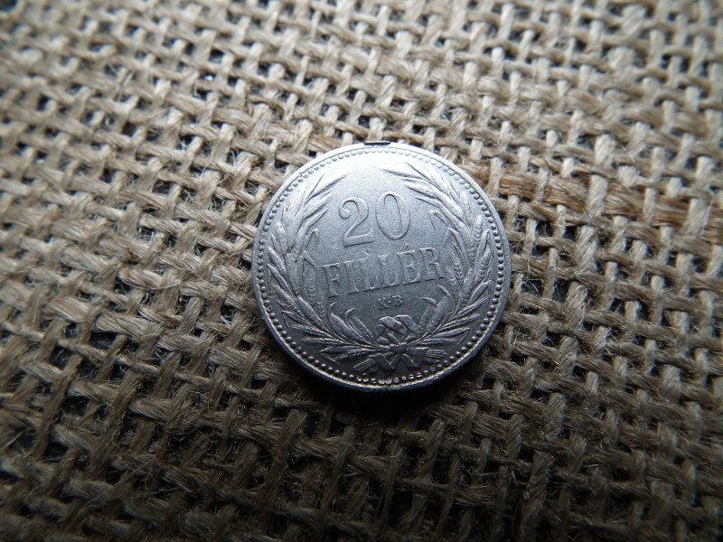 20 fillér 1892 KB , ritka , nagyon szép , 1896 II / 1. emlék !