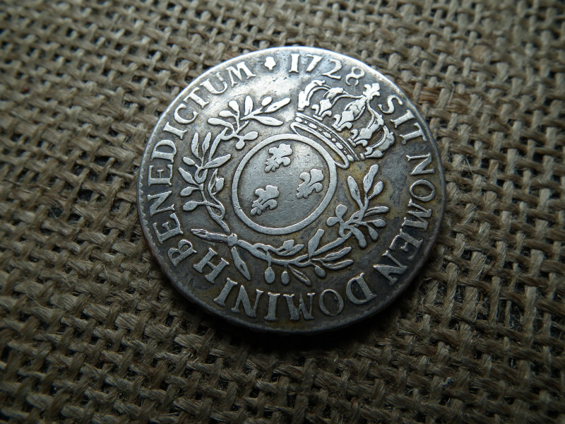 Franciaország , ezüst 1 ecu 1728 H , écu , Louis XV
