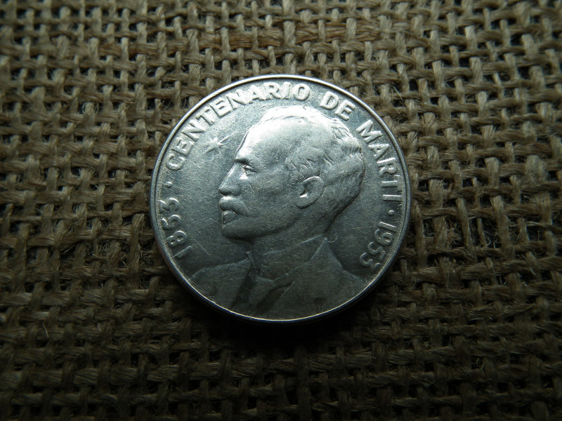 Kuba , ezüst 50 centavos 1953 , 50 cent José Martí
