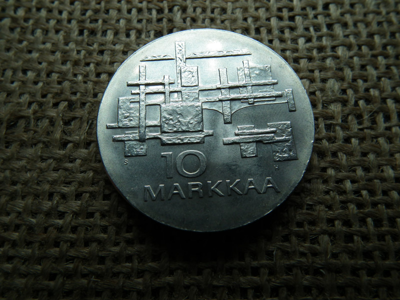Finnország , ezüst 10 márka 1967 , markkaa , Függetlenség