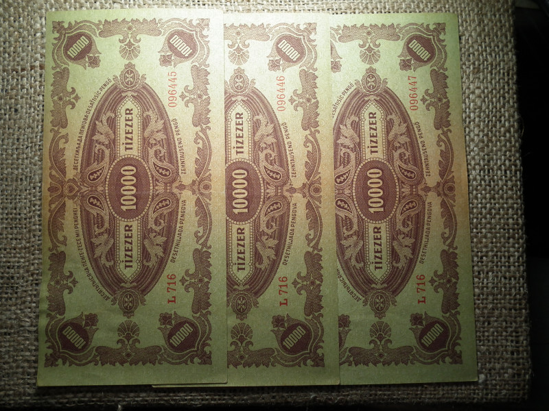 10000 pengő 1945 , 3db sorszámkövető