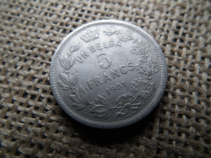 Belgium , 1 Belga / 5 frank 1931 - I. Albert francia szöveg