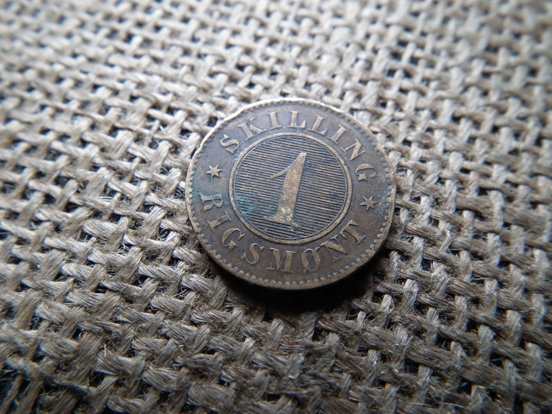 Dánia 1 Skilling 1856 , Rigsmønt - Frederik VII