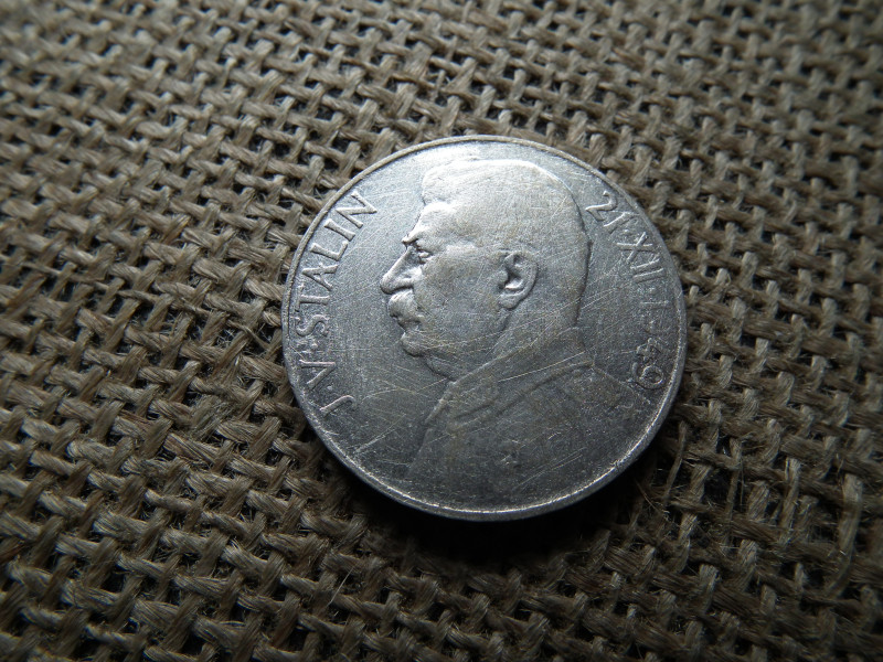 Csehszlovákia ezüst 100 Korun 1949 , Josef V. Stalin , korona