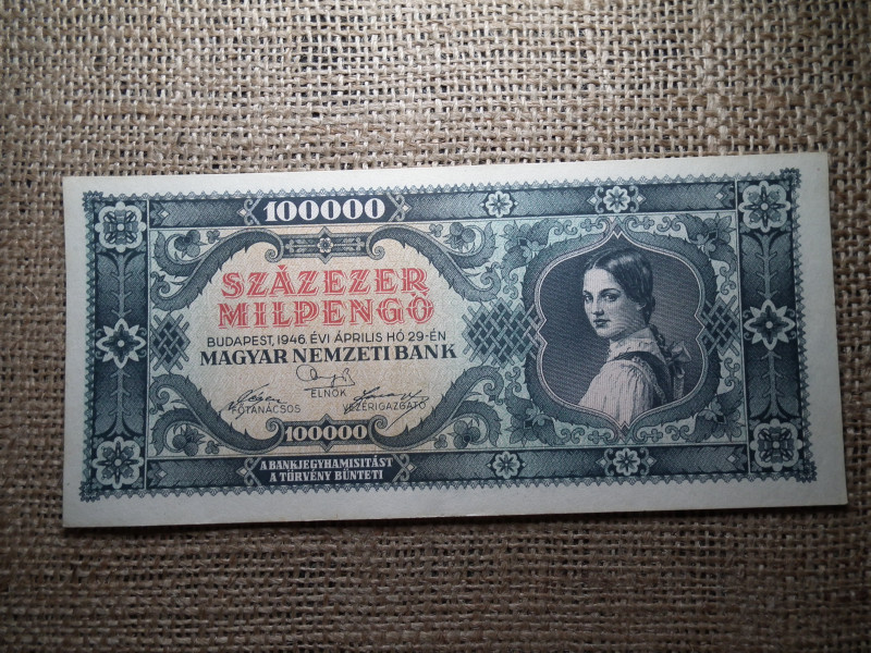 Százezer milpengő 1946 , hajtatlan