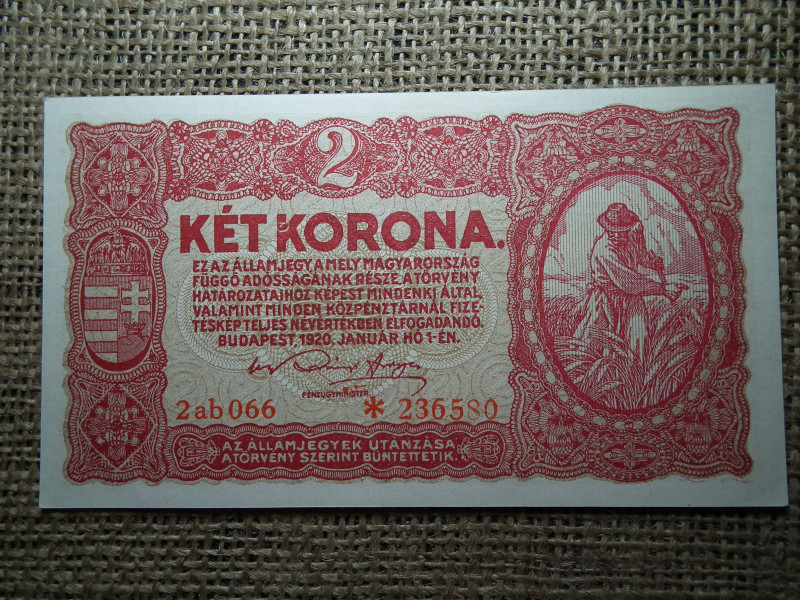2 korona 1920 , hajtatlan , csillagos