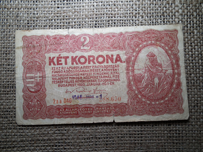 2 korona 1920 felülbélyegzett !
