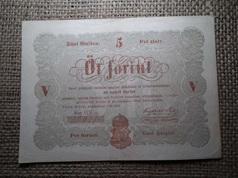 5 forint 1848 , Kossuth Bankó , nagyon szép 