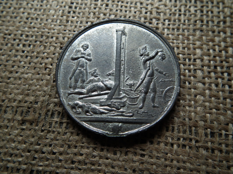 Franciaország , VI. Lajos  1774 - 1792 Ón érem 1793 , guillotine ! Nagyon ritka !  Giotin