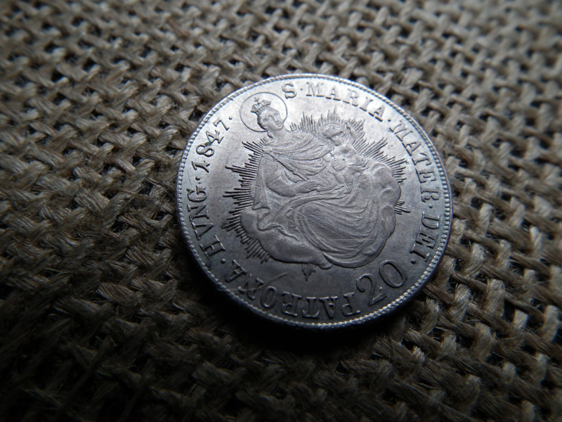 Ferdinánd ezüst 20 krajcár 1847 B , hamvas verdefény