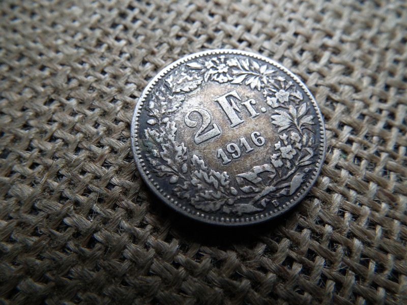 Svájc , ezüst 2 frank 1916 B , francs , ritka