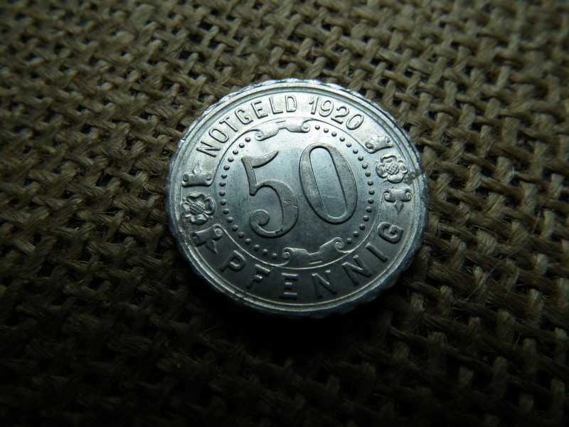 50 pfennig 1920 , Notgeld , Augsburg villamos