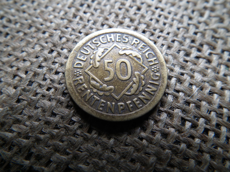 Birodalmi 50 pfennig 1924 A , rentenpfennig