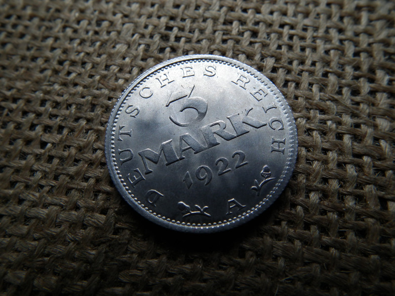 Birodalmi 3 márka 1922 A , extra 