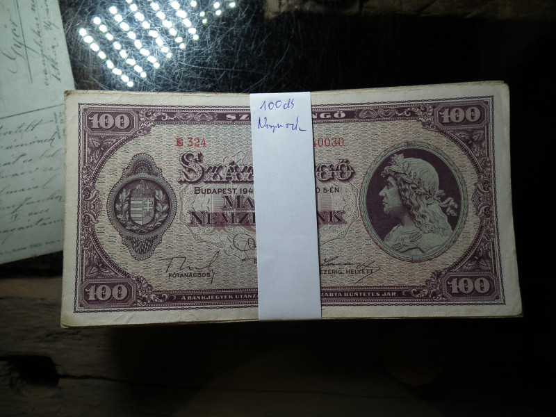 SZÁZ PENGŐ 1945 - 100 DARABOS KÖTEG EGYBEN!!!