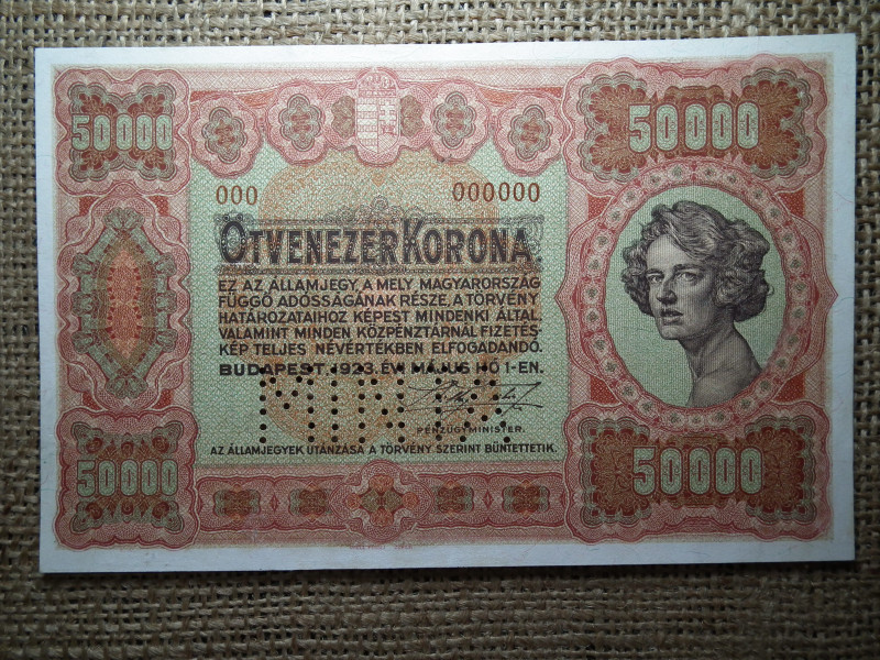 50000 korona 1923 MINTA , 000 000000 , Ritka , EF , gyönyörű