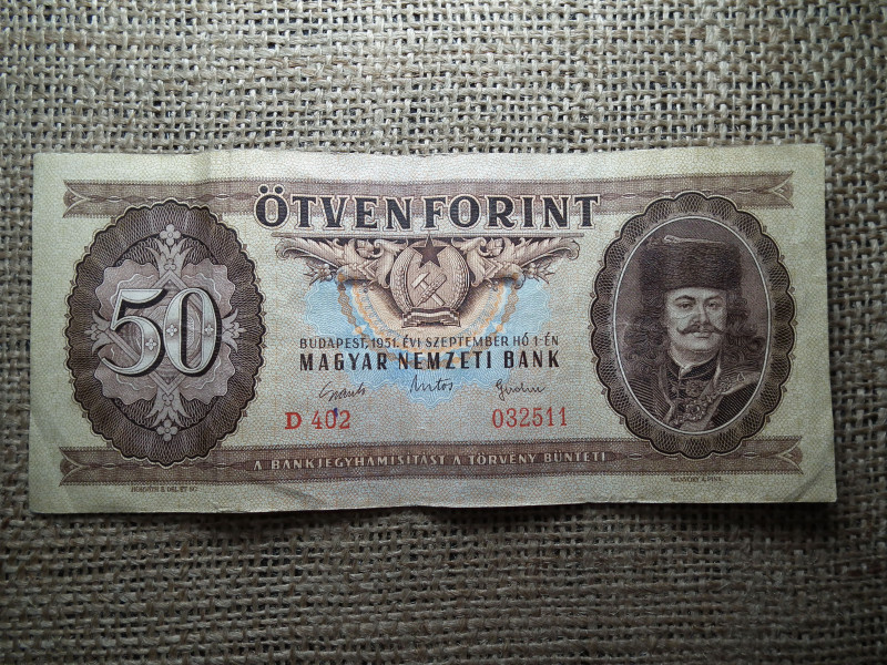 50 forint 1951 , Rákosi címer ,ritka