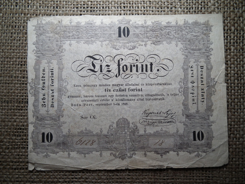 Kossuth Bankó , 10 forint 1848