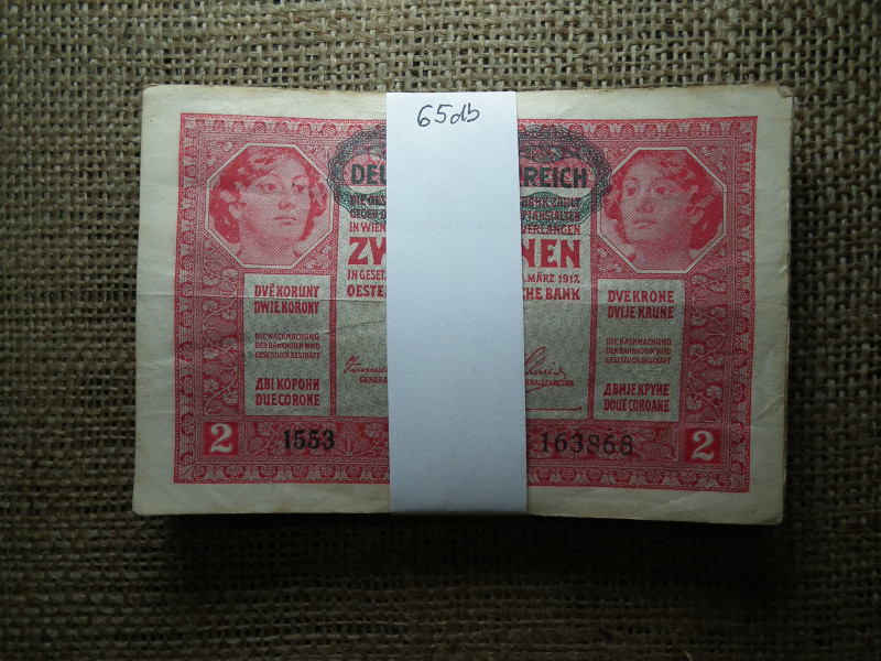 65 db 2 korona 1917 , DÖ felülbélyegzéssel ,nagyon szépek !