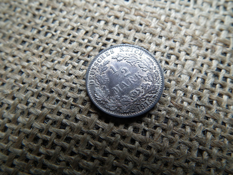 Németország , ezüst 1/2 márka 1915 A , mark 