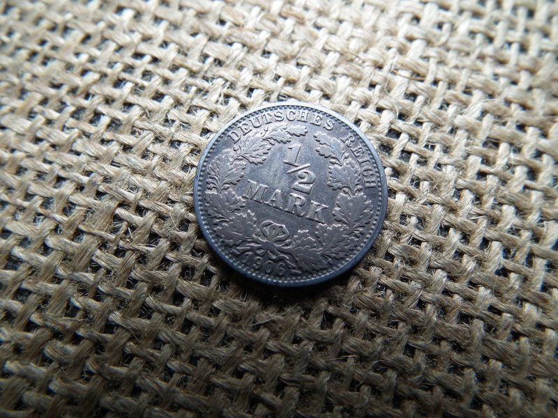 Németország , ezüst 1/2 márka 1906 J , mark  , ritka 