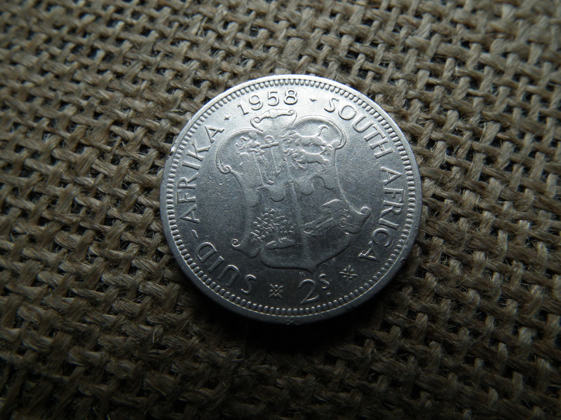 Dél Afrika 2 shilling 1958 , ezüst 