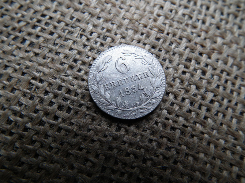 Ezüst 6 krajcár 1834 , kreuzer , 	Nassaui Hercegség (Német Államok) , William