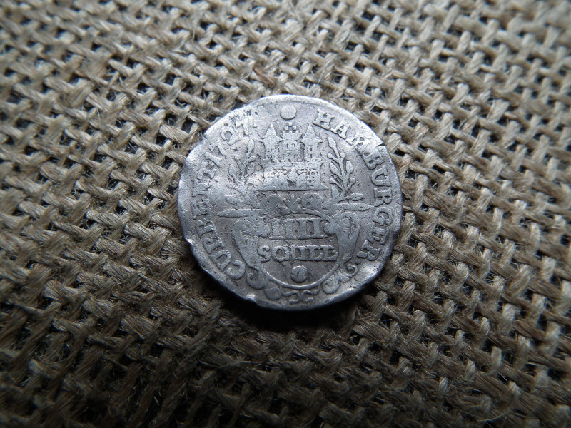 Hamburg szabad hanzavárosa , ezüst IIII schilling 1727 , 4 , Hanza 
