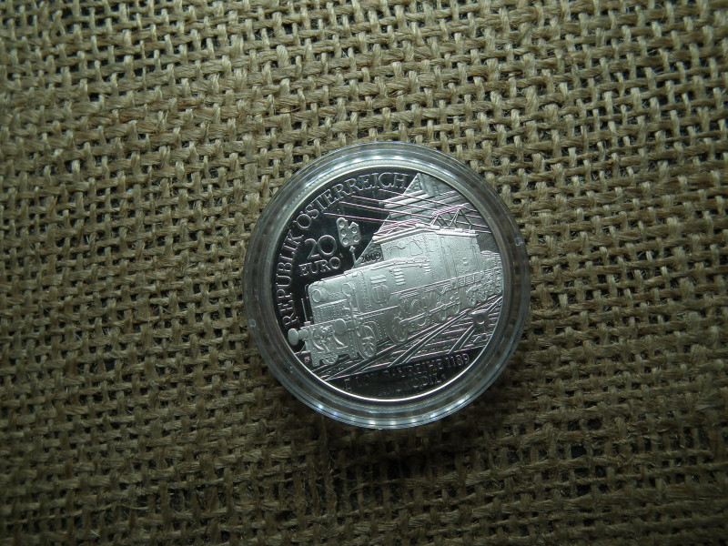 Ausztria , ezüst 20 euró 2009 , euro , Az elektromos vasút