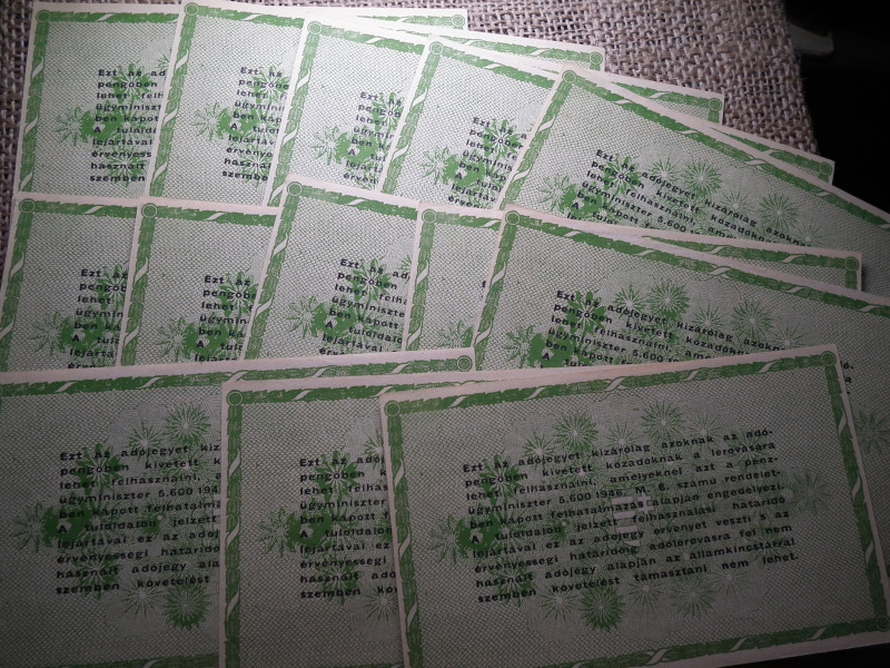Ötvenezer adópengő 1946 , sorszám nélküli ! 13 db sorszámkövető :) nyomdahibás ! 