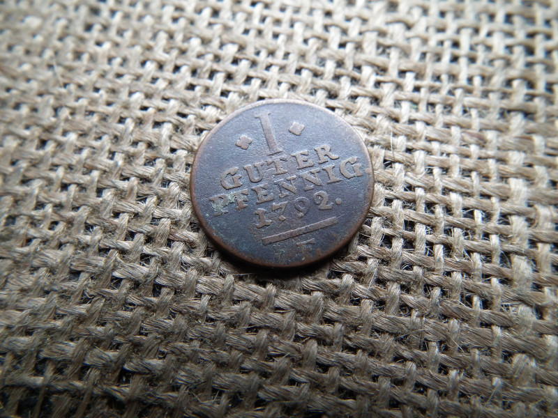 Német tartomány , Hesse - Cassel landgraviate , 1 guter pfennig 1792 E 