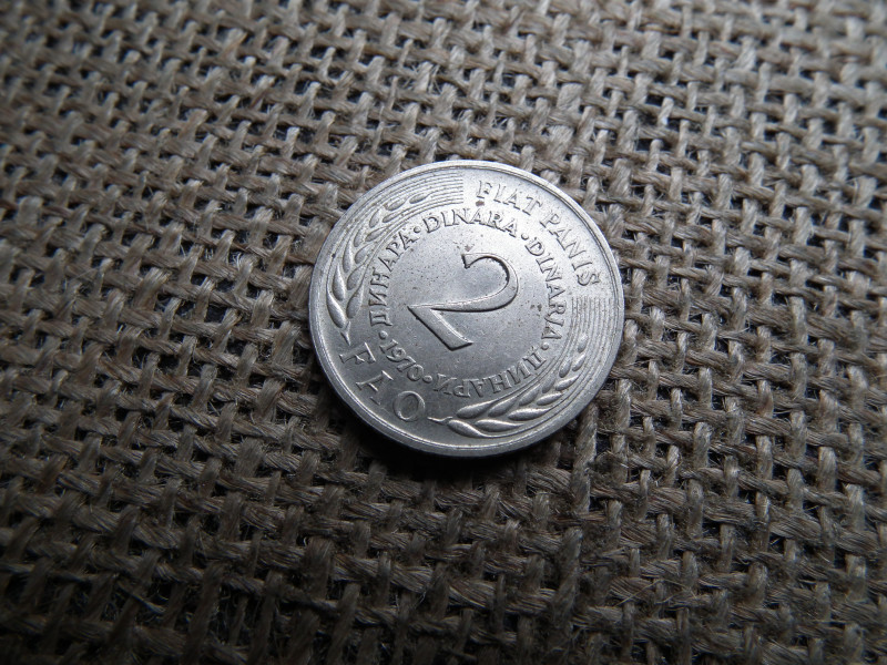 Jugoszlávia 2 dinar 1970 FAO , dinara 