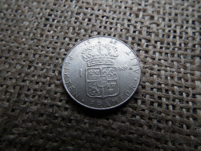 Svédország , ezüst 1 korona 1962