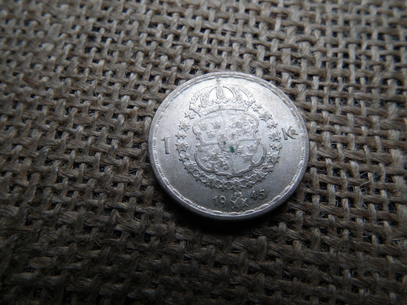Svédország , ezüst 1 korona 1945