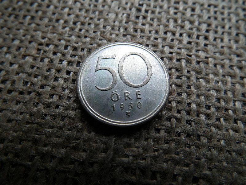 Svédország , ezüst 50 öre 1950
