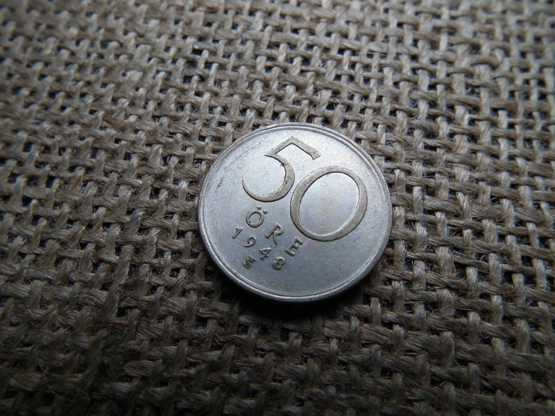 Svédország , ezüst 50 öre 1948