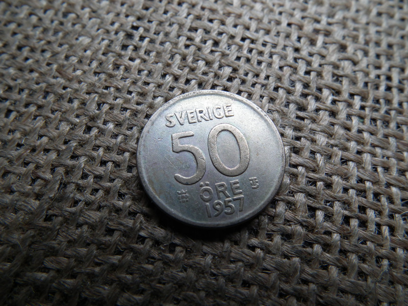 Svédország , ezüst 50 öre 1957