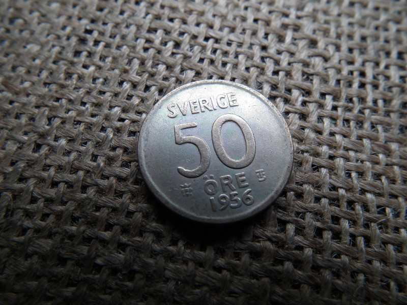 Svédország , ezüst 50 öre 1956