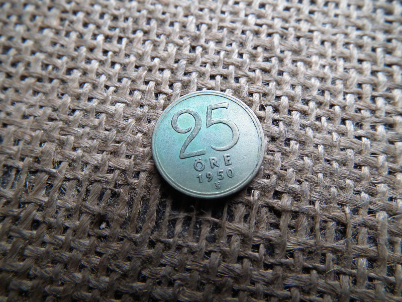 Svédország , ezüst 25 öre 1950