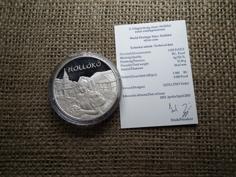 Ezüst 5000 forint 2003 Hollókő 