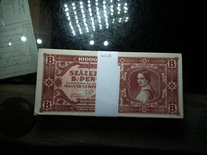 40 db , nagyon szép Százezer B.-pengő 1946 , ritkább !  100000 , extrák 