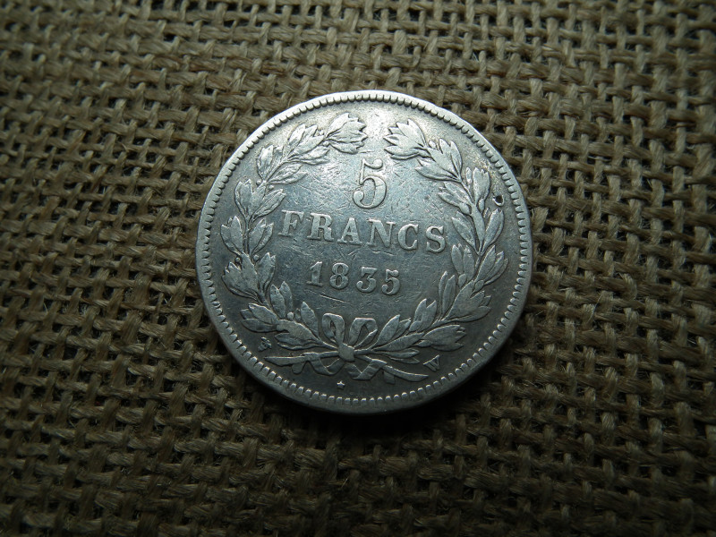 Franciaország , ezüst 5 francs 1835 , frank ,  I. Lajos Fülöp