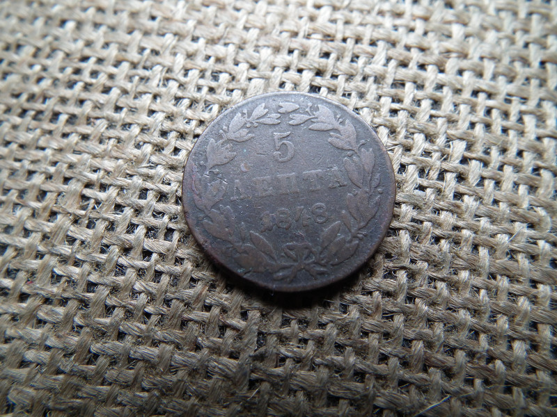 Görögország 5 Lepta 1848 , ( drachma ) Ottó , 