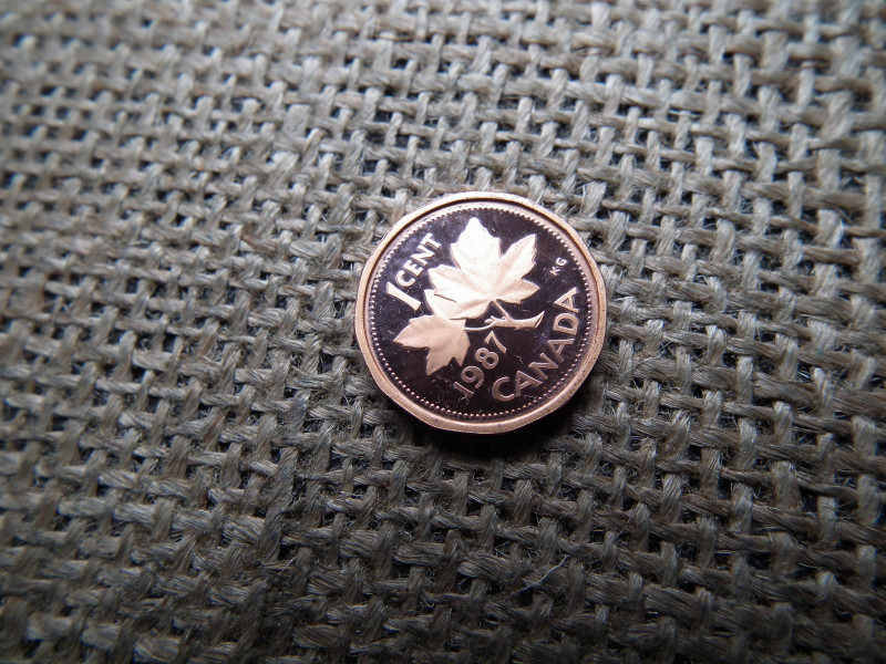 Kanada 1 cent 1987 PP , tükörveret