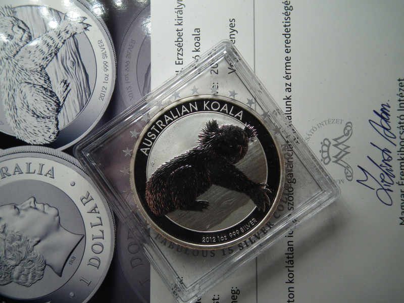 Ausztrália ezüst 1 dollár 2012 , dollar , Koala , 1 uncia szín !